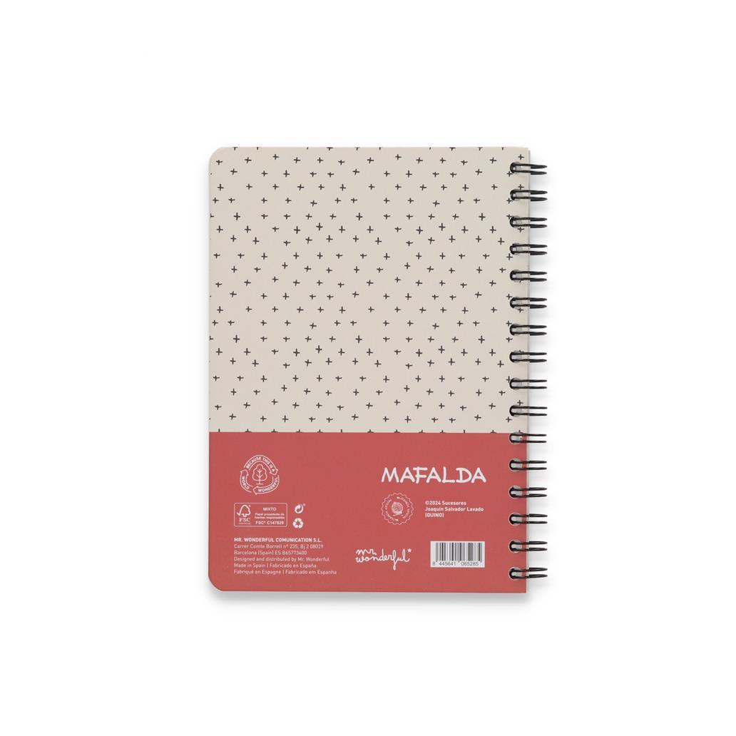 Caderno A5 Mafalda Quadriculado Mr. Wonderful - Papelaria Encantada