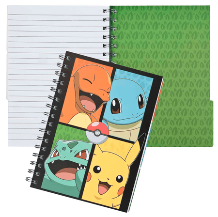 Caderno A5 pautado pokemon c/3 separadores - Papelaria Encantada