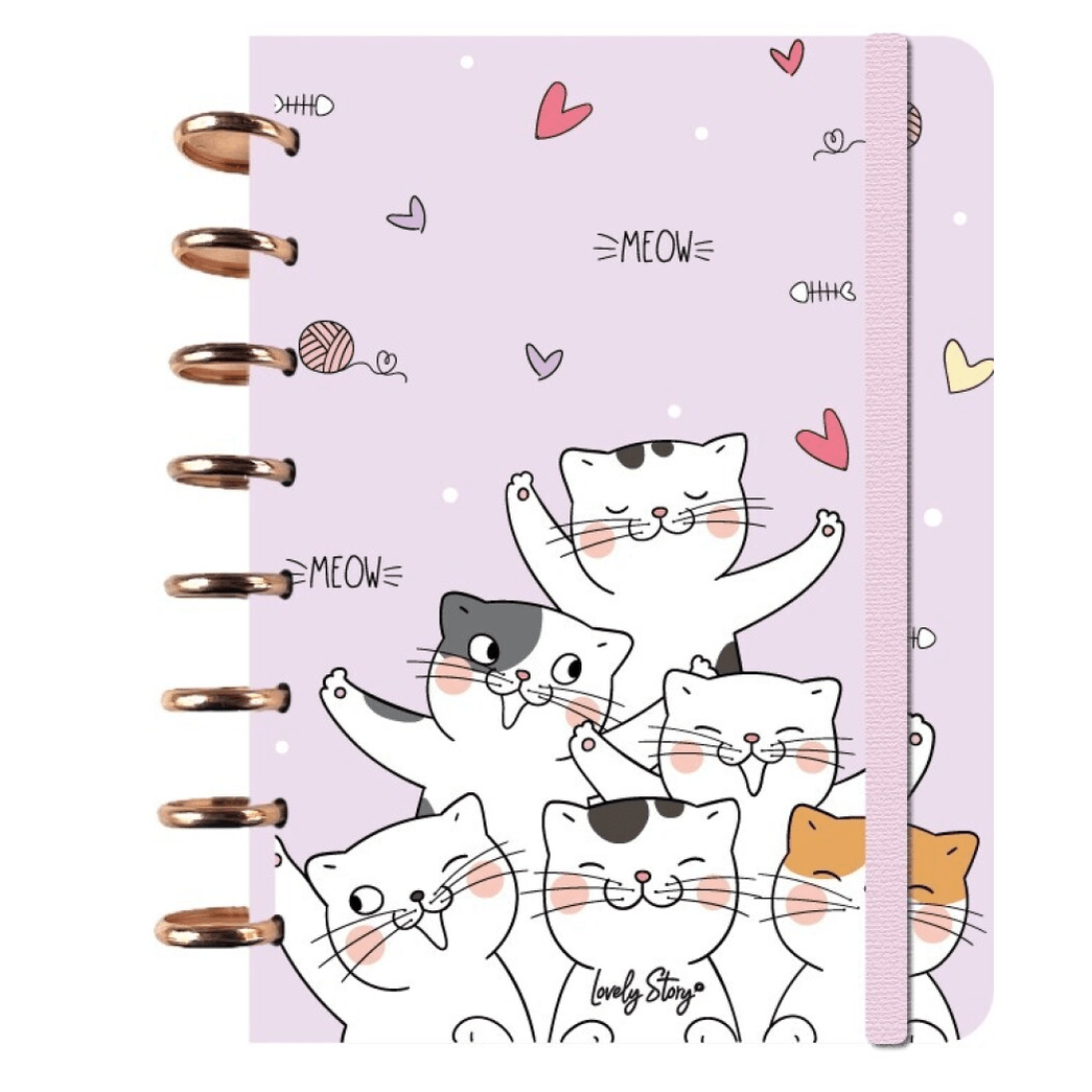 Caderno A5 personalizável Gatos - Papelaria Encantada