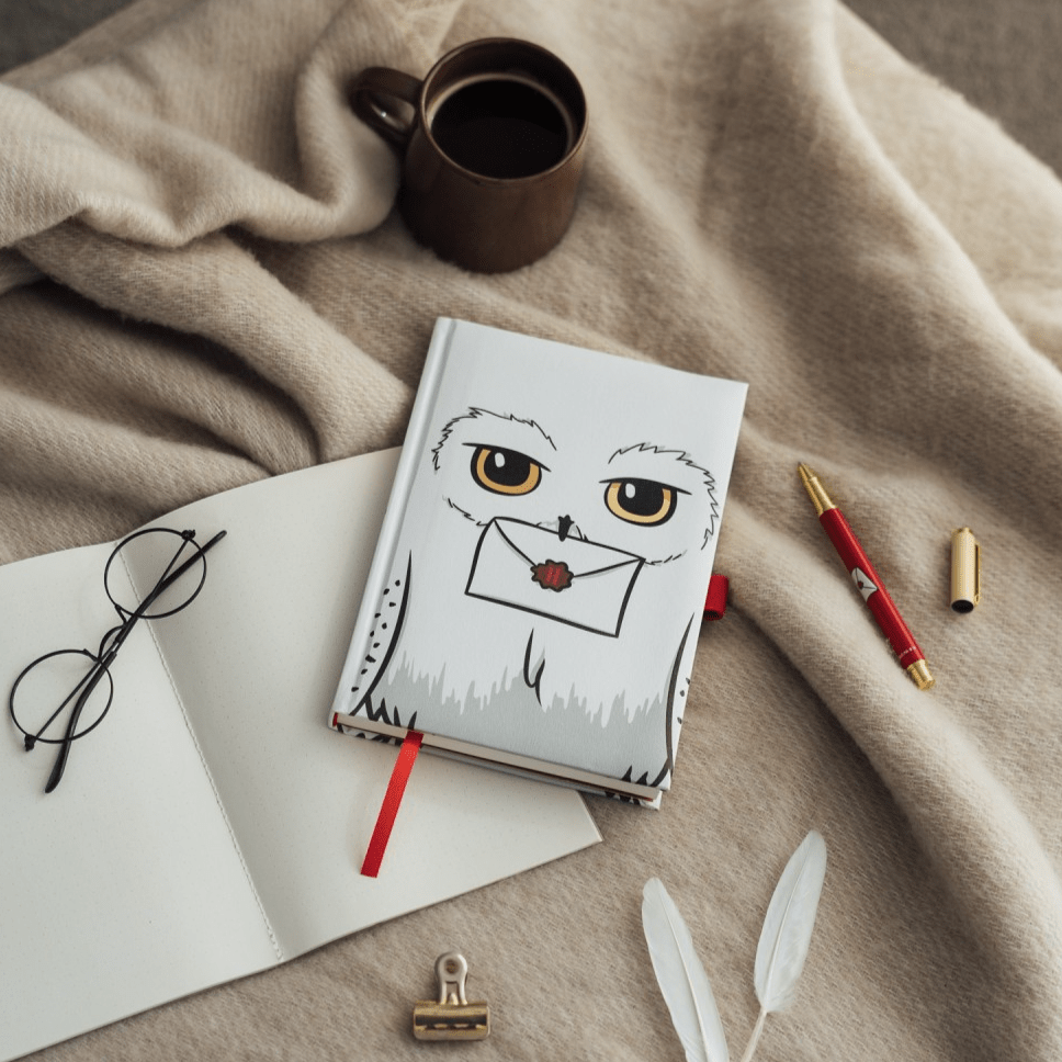 Caderno A5 premium com caneta Harry Potter hedwig - Papelaria Encantada