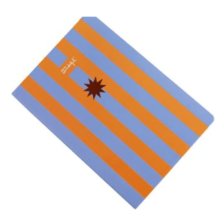 Caderno A5 - Riscas Azul e Laranja - Papelaria Encantada