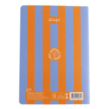 Caderno A5 - Riscas Azul e Laranja - Papelaria Encantada