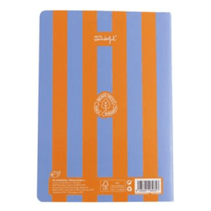 Caderno A5 - Riscas Azul e Laranja - Papelaria Encantada