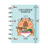 Caderno A5 sistema de discos 100 folhas quadriculadas de 100gr Mint - Capivara foodie - Papelaria Encantada