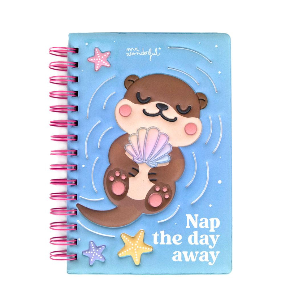 Caderno A5 Squishy Lontra Lazy - Nap the day away - Mr. Wonderful - Papelaria Encantada