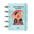 Caderno A6 com sistema de discos capivara queen - mint - Papelaria Encantada
