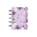 Caderno A6 com sistema de discos Floral chic Lilac Pautado - Papelaria Encantada