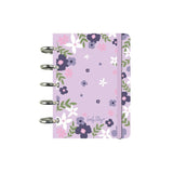 Caderno A6 com sistema de discos Floral chic Lilac Pautado - Papelaria Encantada