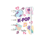 Caderno A6 com sistema de discos - K - POP Branco - Papelaria Encantada