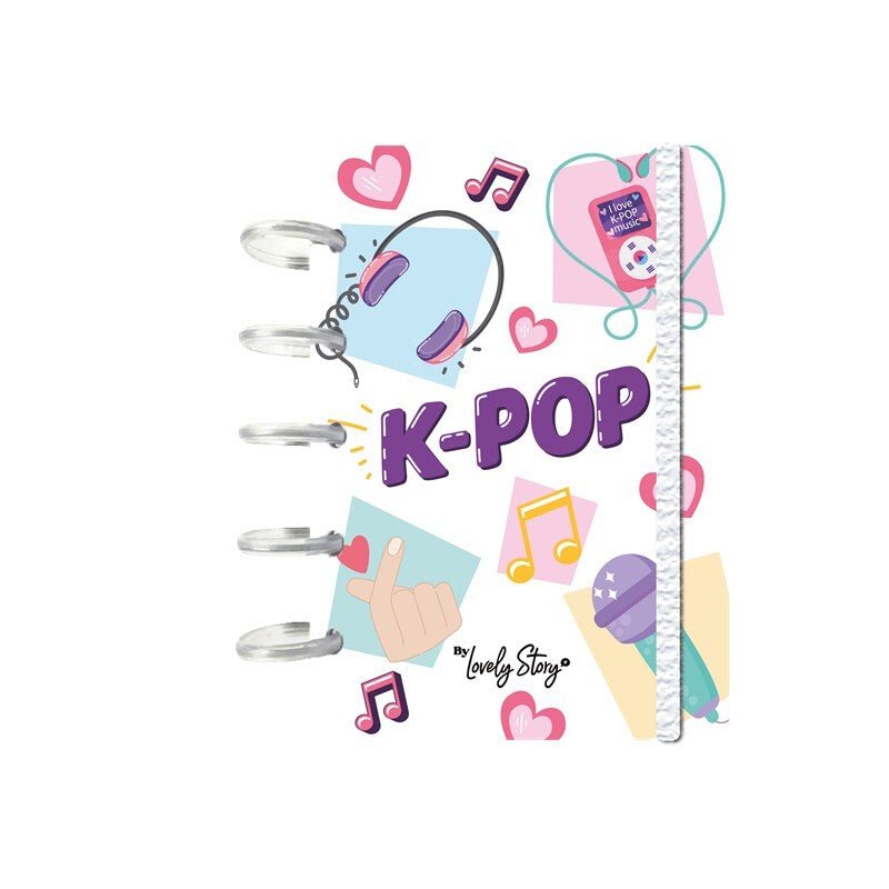 Caderno A6 com sistema de discos - K - POP Branco - Papelaria Encantada