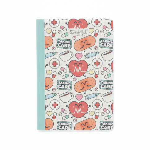 Caderno A6 Cuidar - Saude Quadriculado Mr. Wonderful - Papelaria Encantada