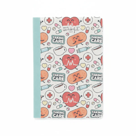 Caderno A6 Cuidar - Saude Quadriculado Mr. Wonderful - Papelaria Encantada