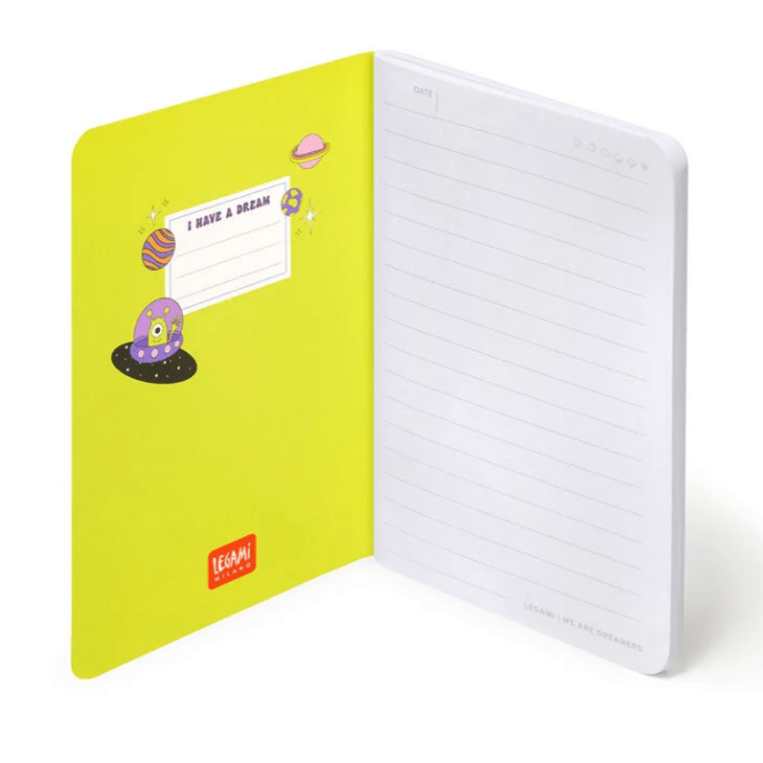 Caderno A6 Legami com linhas e capa dura ilustrada - Espaço - Papelaria Encantada