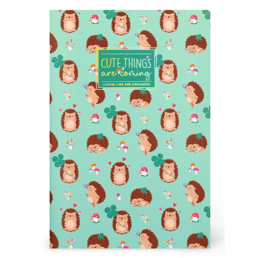 Caderno A6 Legami com linhas e capa dura ilustrada - Ouriço - Papelaria Encantada