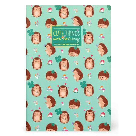 Caderno A6 Legami com linhas e capa dura ilustrada - Ouriço - Papelaria Encantada
