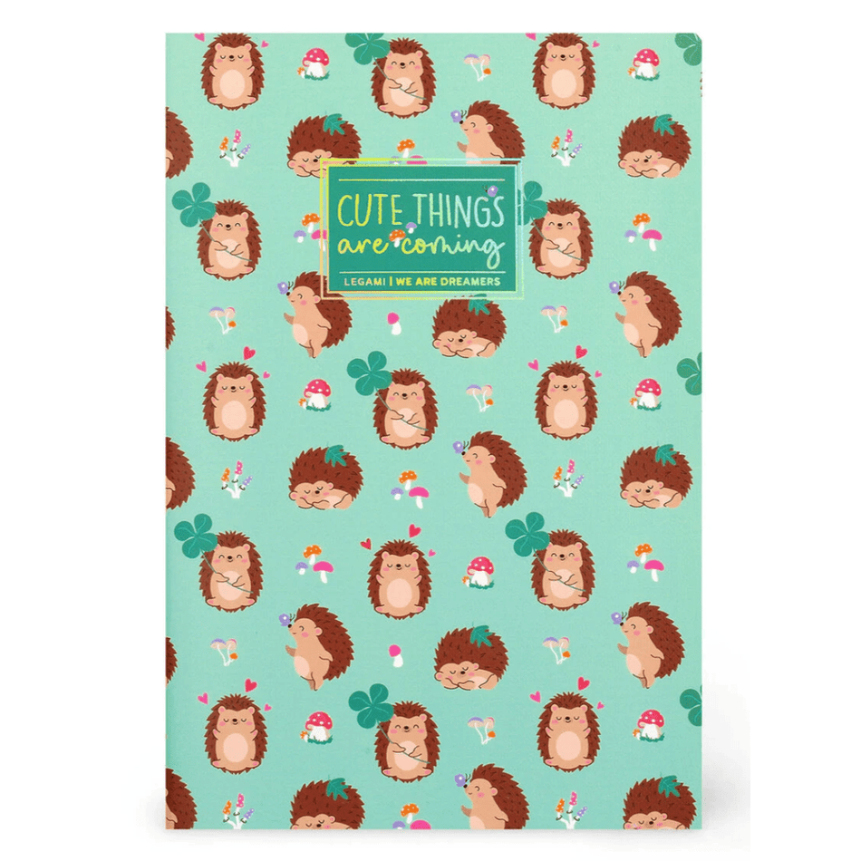 Caderno A6 Legami com linhas e capa dura ilustrada - Ouriço - Papelaria Encantada