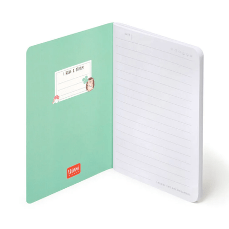 Caderno A6 Legami com linhas e capa dura ilustrada - Ouriço - Papelaria Encantada