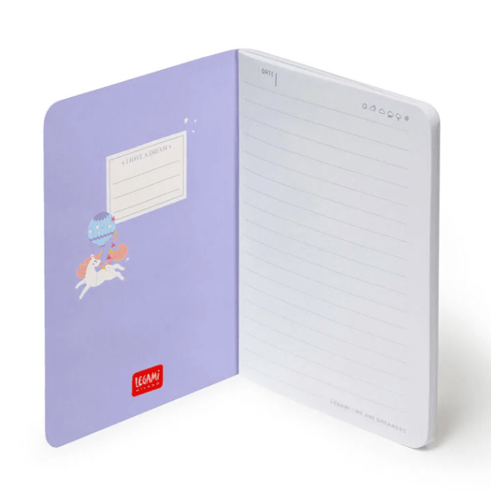 Caderno A6 Legami com linhas e capa dura ilustrada - Unicórnio - Papelaria Encantada