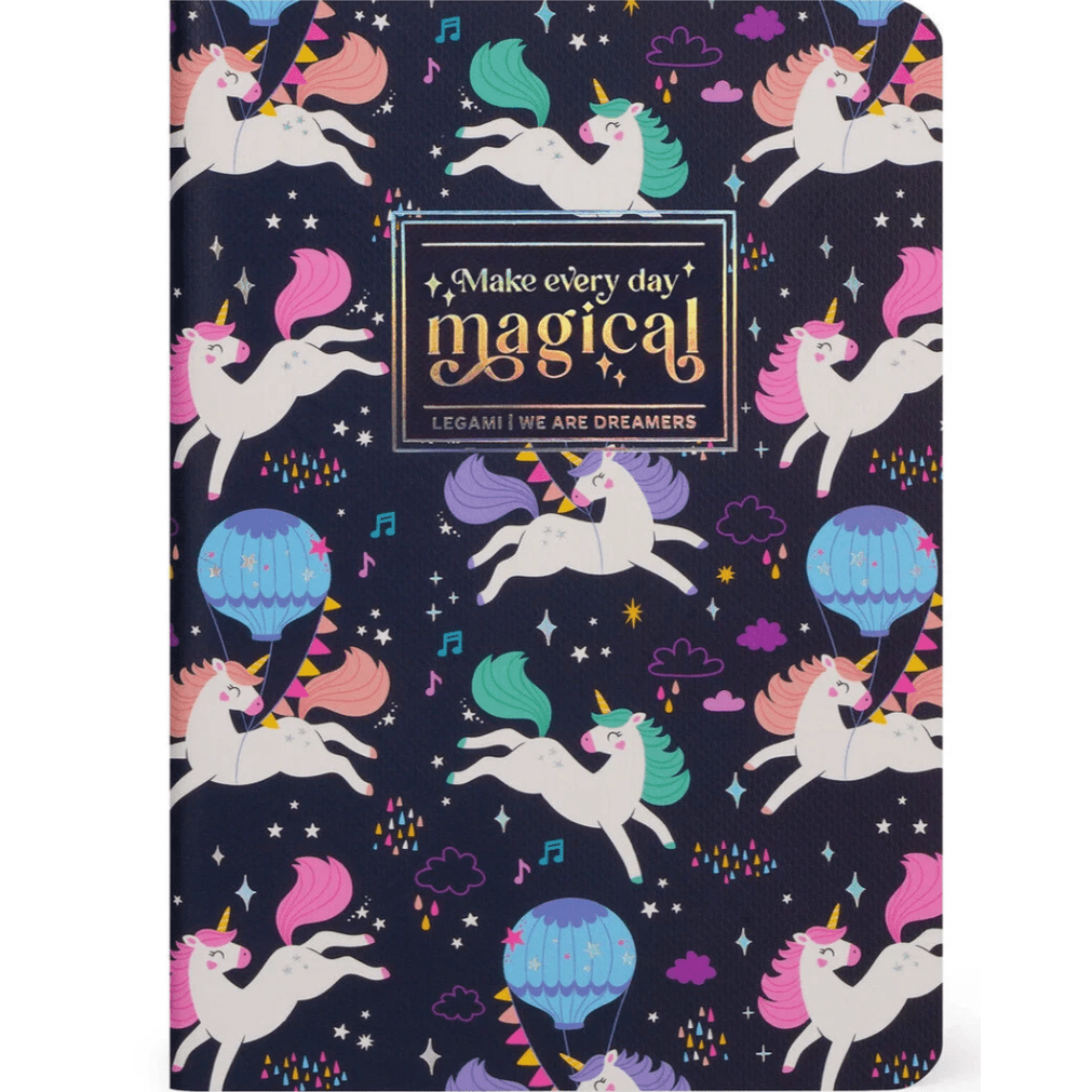 Caderno A6 Legami com linhas e capa dura ilustrada - Unicórnio - Papelaria Encantada
