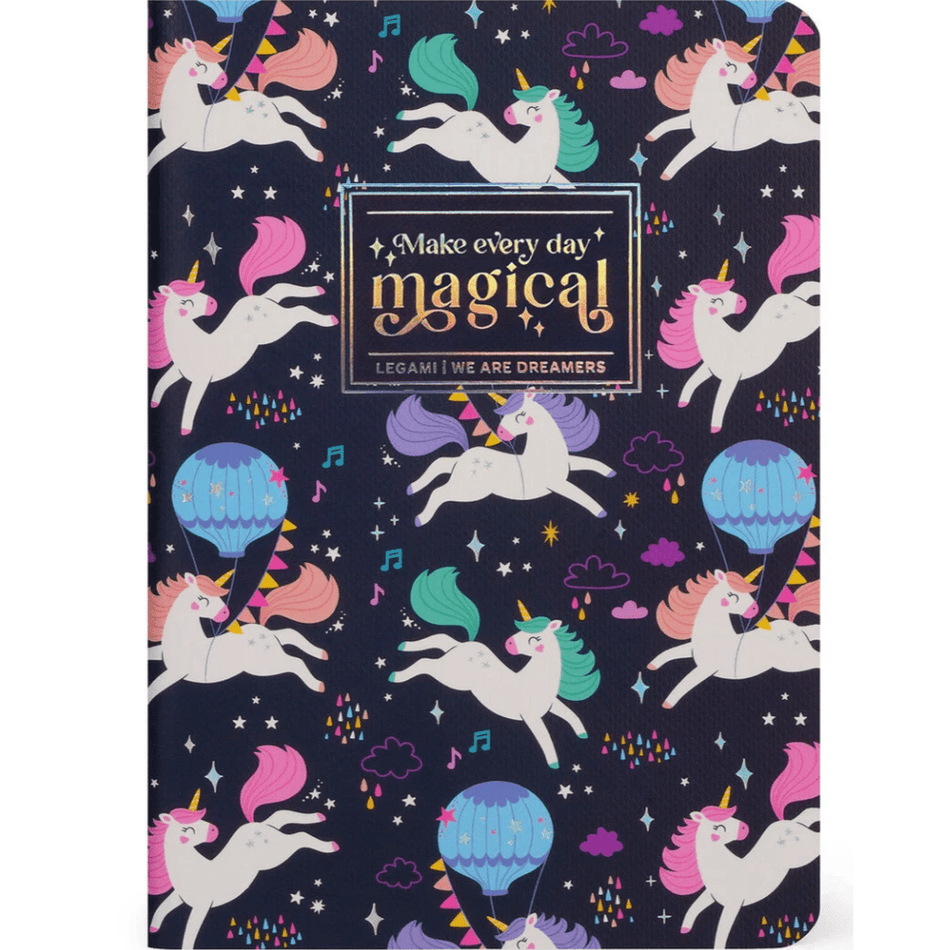 Caderno A6 Legami com linhas e capa dura ilustrada - Unicórnio - Papelaria Encantada