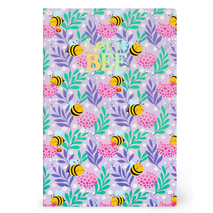 Caderno B5 com linhas e capa dura ilustrada - Abelha - Legami - Papelaria Encantada