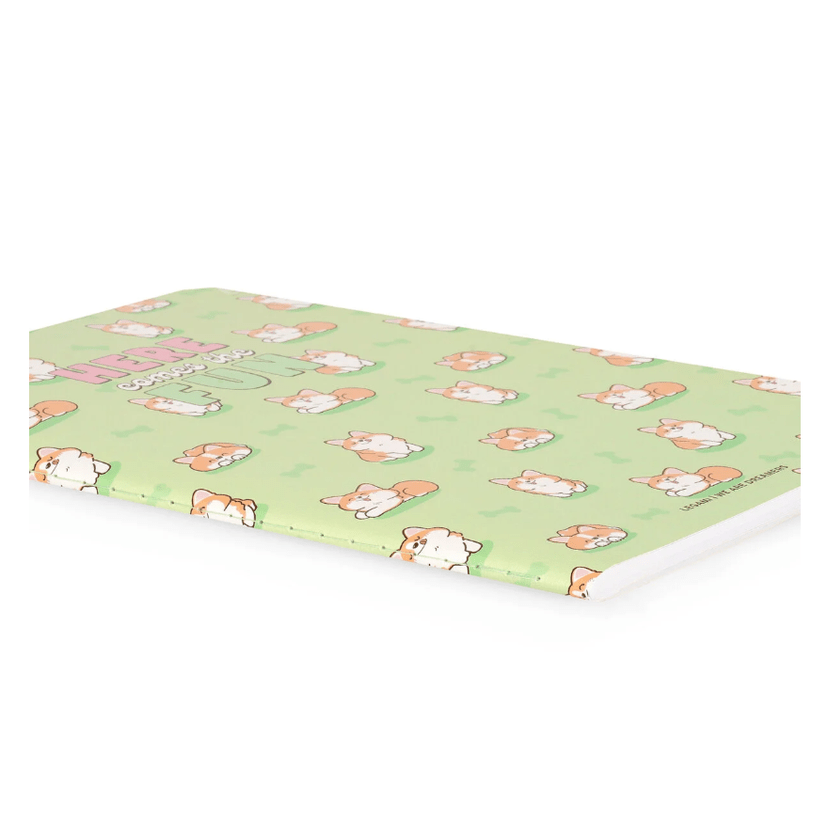 Caderno B5 com linhas e capa dura ilustrada - Corgi - Legami - Papelaria Encantada