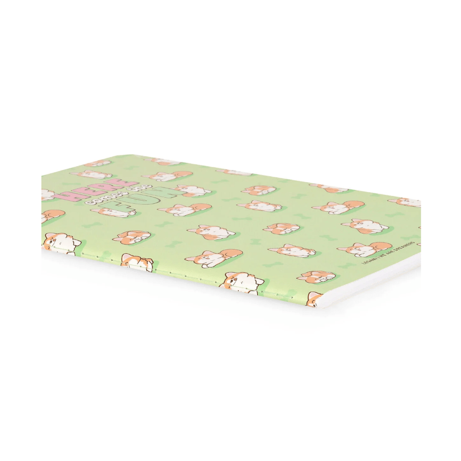 Caderno B5 com linhas e capa dura ilustrada - Corgi - Legami - Papelaria Encantada