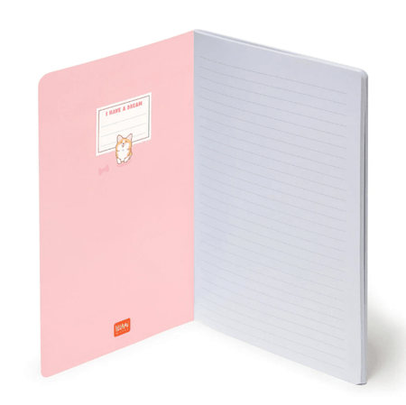 Caderno B5 com linhas e capa dura ilustrada - Corgi - Legami - Papelaria Encantada