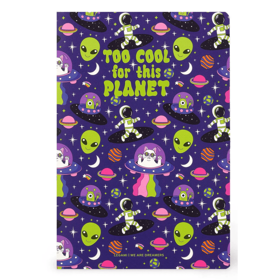 Caderno B5 Legami ilustrado com linhas - Espaço - Papelaria Encantada