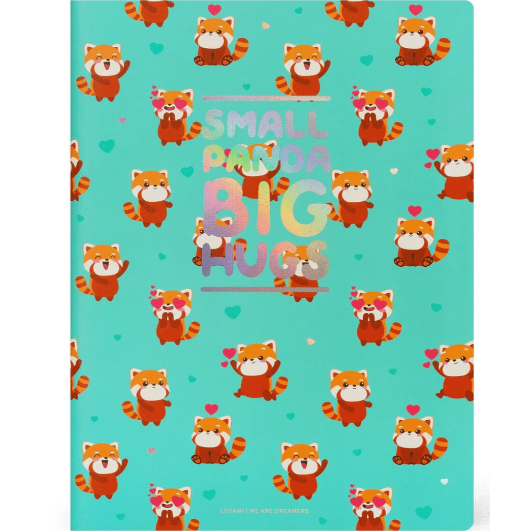 Caderno B5 Legami ilustrado com linhas - Panda Vermelho - Papelaria Encantada