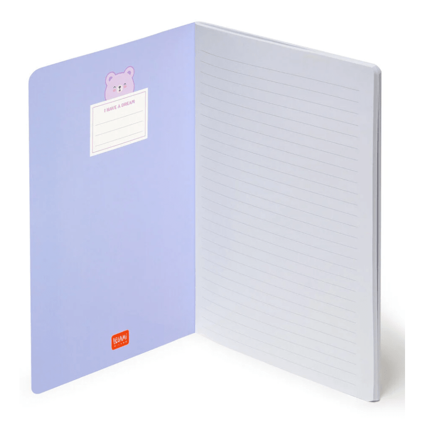 Caderno B5 Legami ilustrado com linhas - Urso - Papelaria Encantada