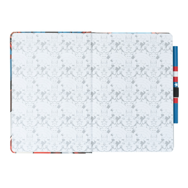 Caderno com esferográfica A5 Marvel - Capitão América - Papelaria Encantada