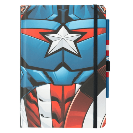 Caderno com esferográfica A5 Marvel - Capitão América - Papelaria Encantada