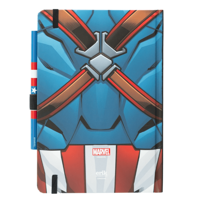 Caderno com esferográfica A5 Marvel - Capitão América - Papelaria Encantada