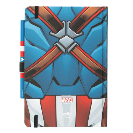 Caderno com esferográfica A5 Marvel - Capitão América - Papelaria Encantada