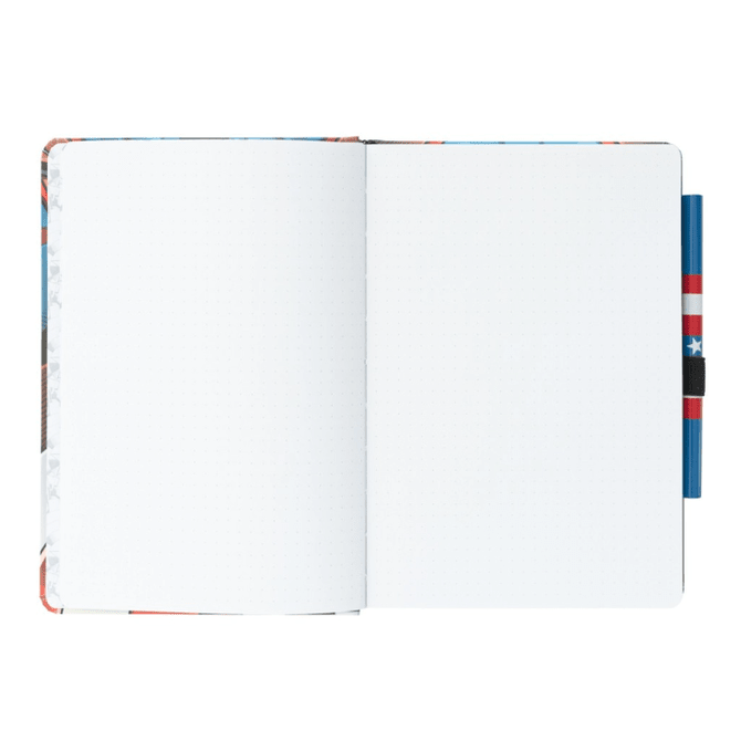 Caderno com esferográfica A5 Marvel - Capitão América - Papelaria Encantada