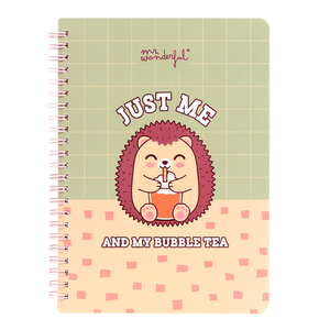 Caderno em Espiral A5 - Just me and my bubble tea - Mr wonderful - Papelaria Encantada