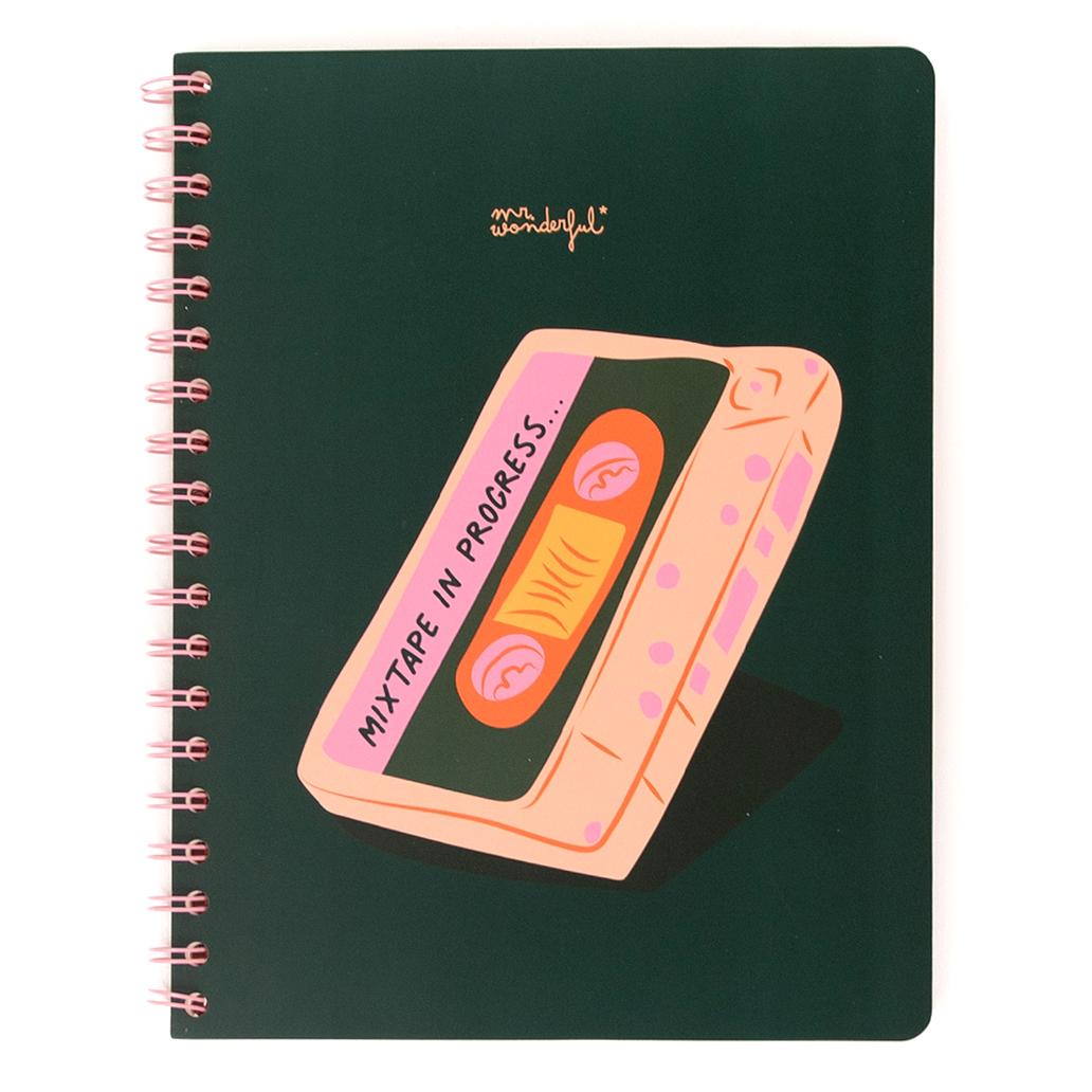 Caderno em Espiral A5 - Mixtape in progress - Mr. Wonderful - Papelaria Encantada