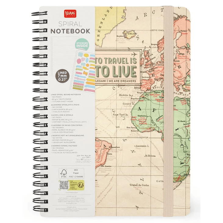 Caderno espiral A5 Travel Legami - Papelaria Encantada