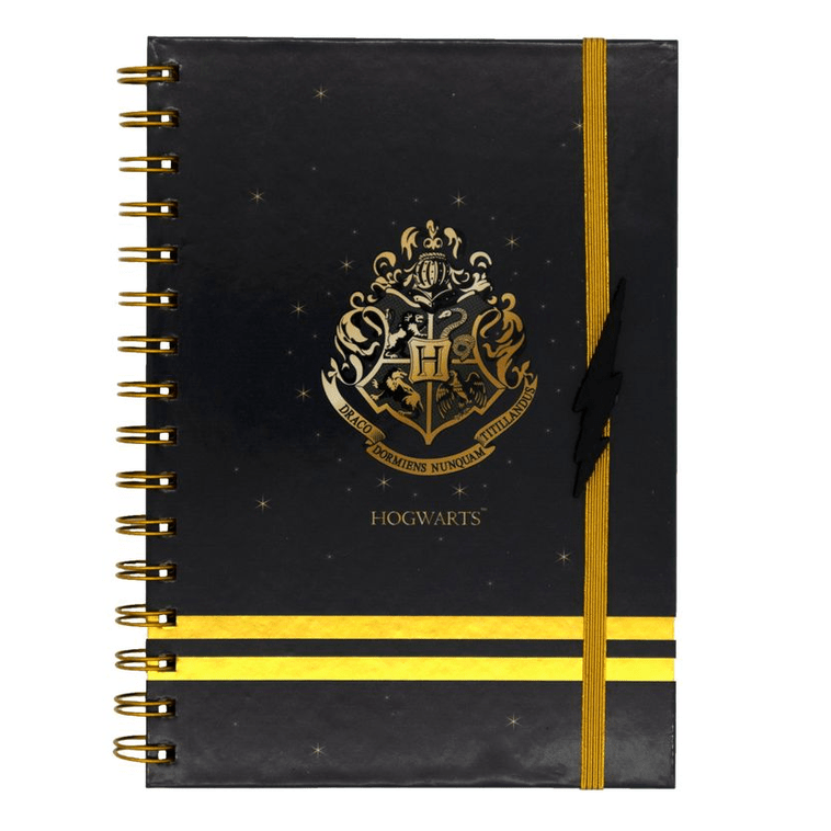 Caderno Harry Potter Gold C/ elástico A5 - Papelaria Encantada