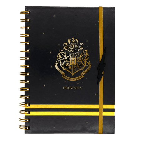 Caderno Harry Potter Gold C/ elástico A5 - Papelaria Encantada