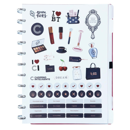 Caderno Inteligente Grande Cherry by Bruna Tavares - Papelaria Encantada