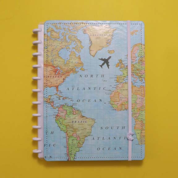 Caderno Inteligente Grande Mapa Mundi ed. especial Gocase - Papelaria Encantada