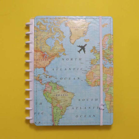 Caderno Inteligente Grande Mapa Mundi ed. especial Gocase - Papelaria Encantada