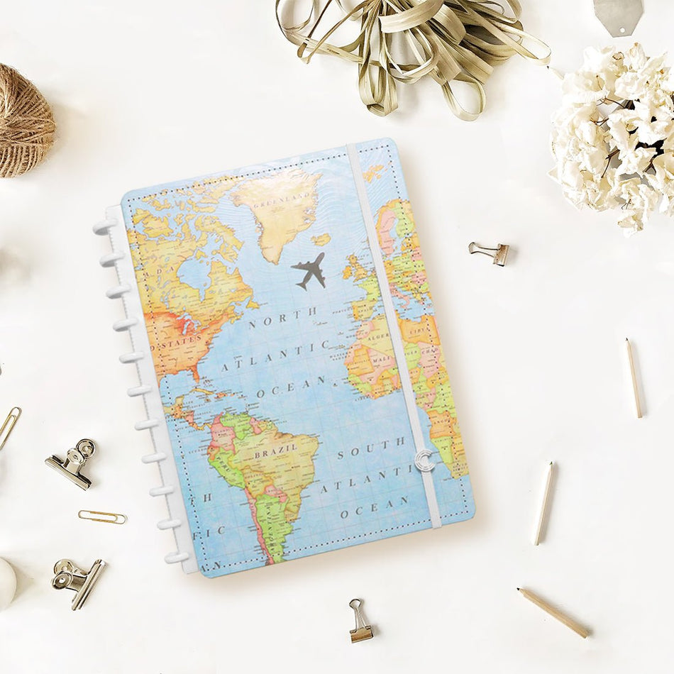 Caderno Inteligente Grande Mapa Mundi ed. especial Gocase - Papelaria Encantada