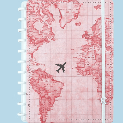 Caderno Inteligente Mapa Mundi Rosa A5 ed. especial Gocase - Papelaria Encantada