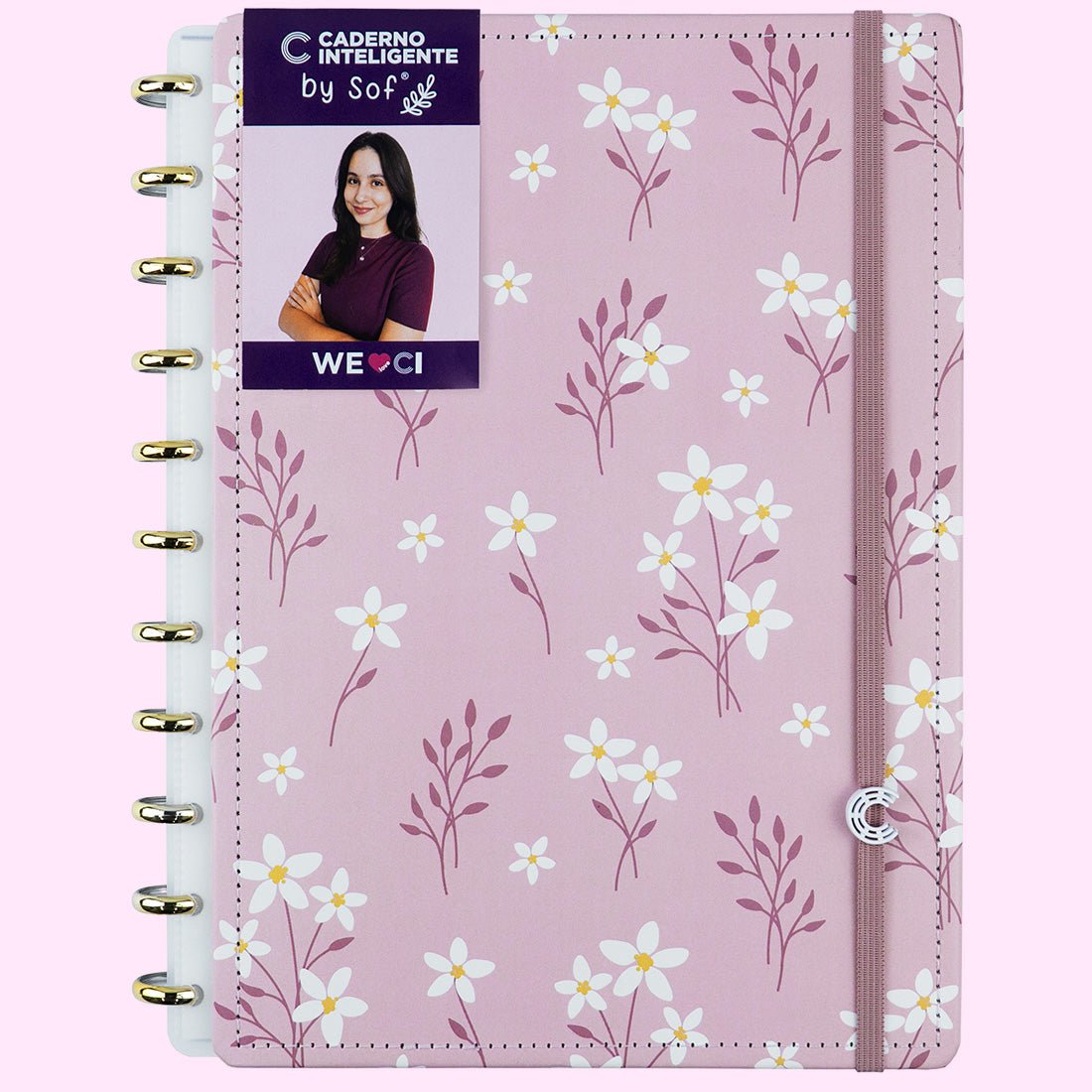 Caderno Inteligente Pink Blossom by Sof Martins Grande - Papelaria Encantada