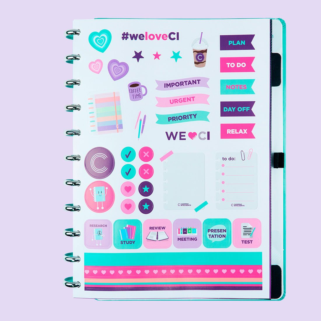 Caderno Inteligente Turquoise Love Grande - Papelaria Encantada