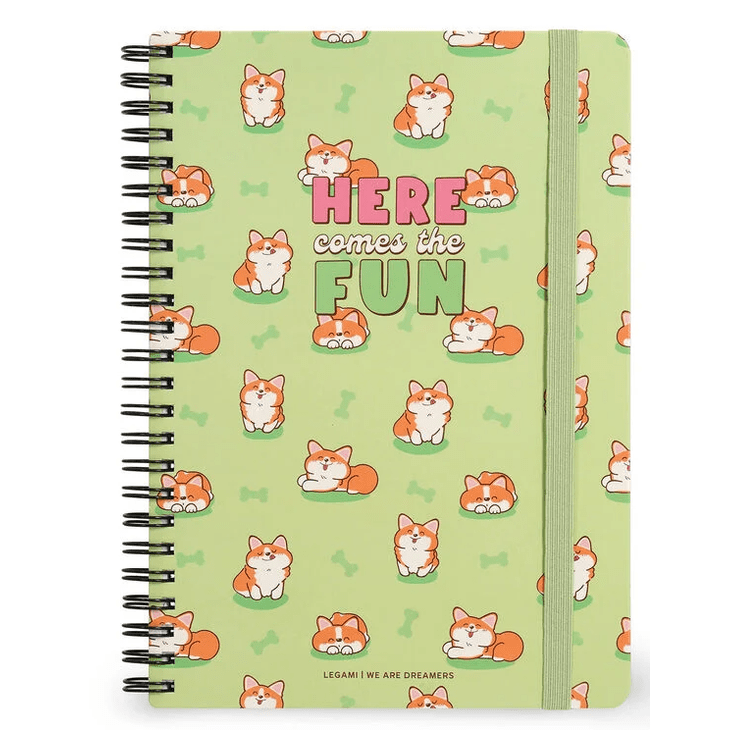 Caderno Legami A5 Espiral linhas - Corgi - Papelaria Encantada