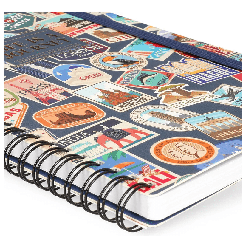 Caderno Legami A5 Espiral linhas - Travel Stickers - Papelaria Encantada